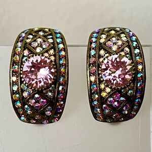 Heidi Daus Daily Double vintage clip on half hoop earrings EUC